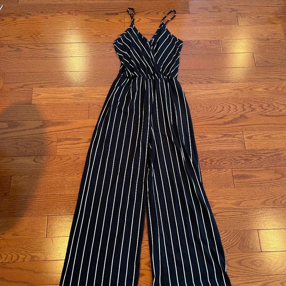 Wide Leg Striped Jumpsuit